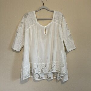 NWOT Free People White Floral Lace Blouse